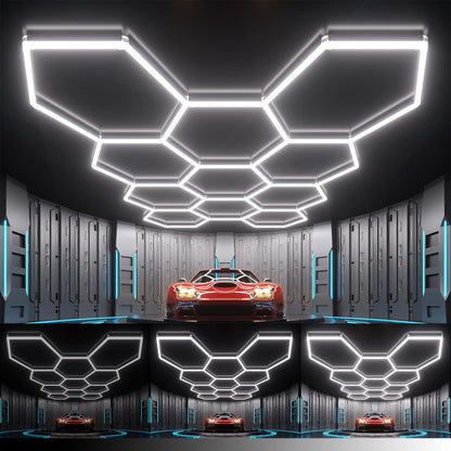 Dimmable Hexagon Garage Lights (11 HEX+NoBorder)