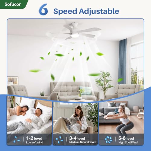 42 Inch Low Profile Ceiling Fans with Lights and Remote (White / 42 inch)