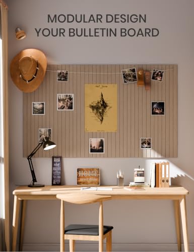 36" x 24" Large Felt Bulletin Board (Khaki / Fine-stripe 6-pack)