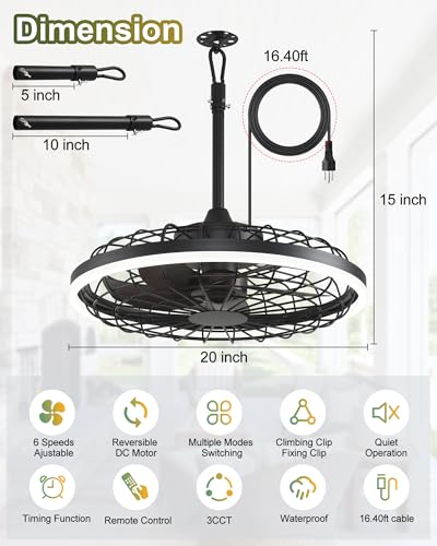 Smart Waterproof Gazebo Ceiling Fan with Light