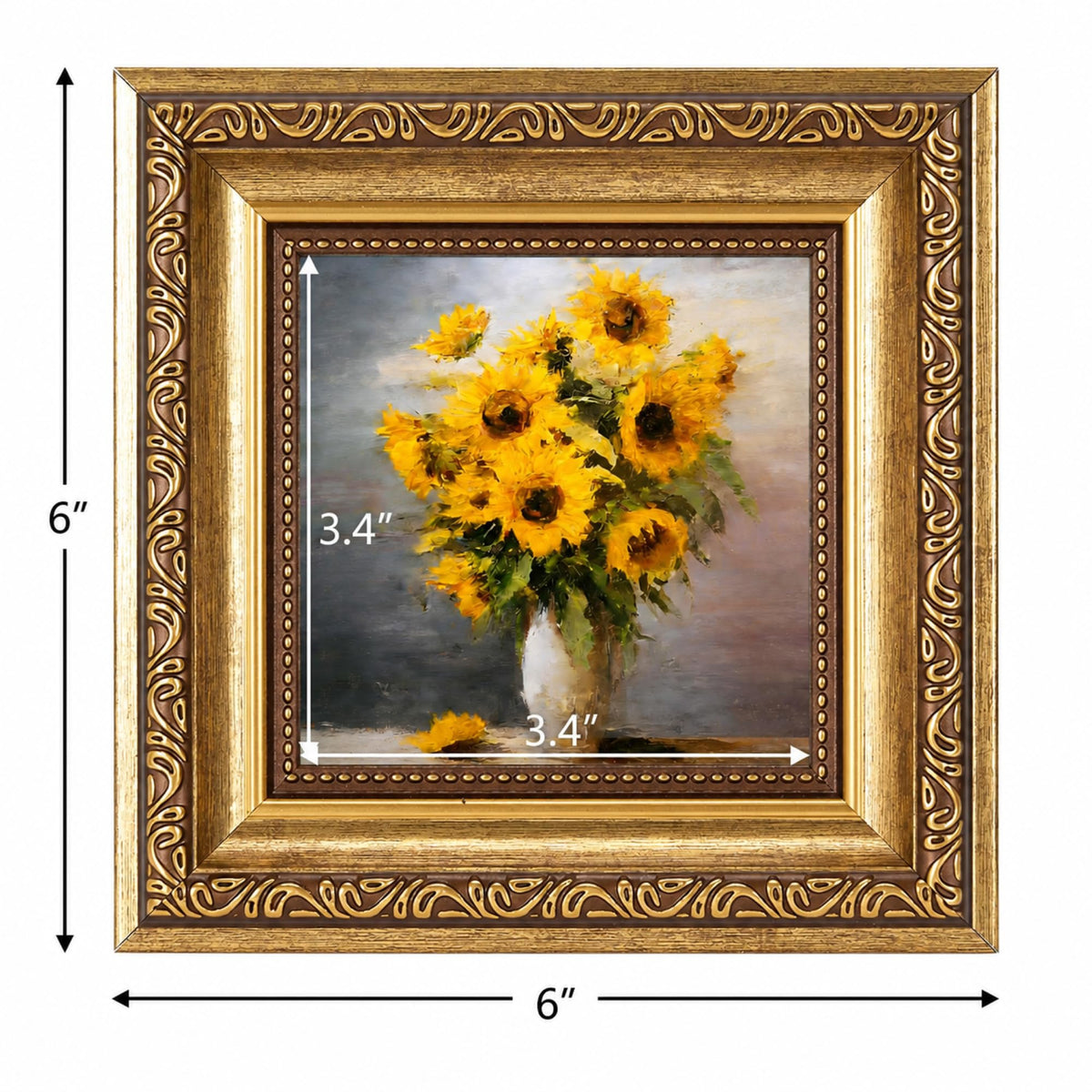 4x4 Vintage Picture Frame (Gold / 4x4 inch)