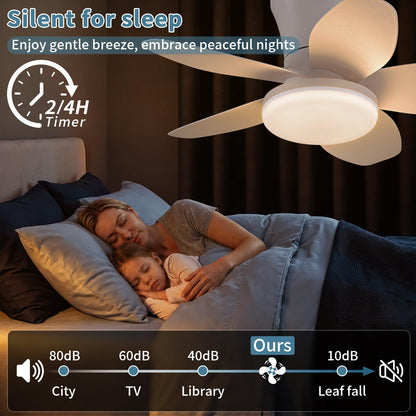 Small Ceiling Fan with Lights (White / 25 Inch)