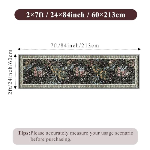 Washable Hallway Runner Rug 2x7 (Black / 2x7)