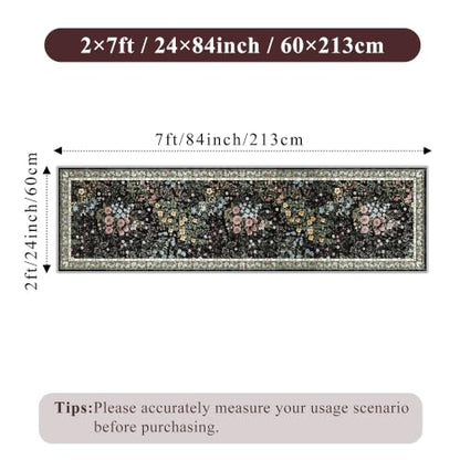 Washable Hallway Runner Rug 2x7 (Black / 2x7)