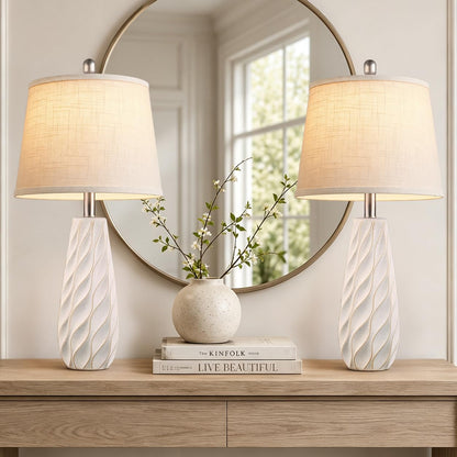 27" Ceramic Table Lamps Set of 2 Coastal Lamps (27" 2 Pcs - White)