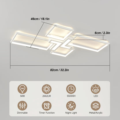 Modern Ceiling Light 32'' 50W 3000K (White / 32 in)