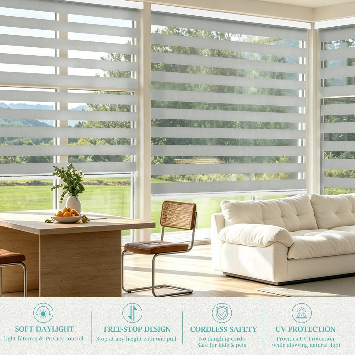 Custom Size Cordless Zebra Blinds for Windows (Gray / CUSTOM SIZE)