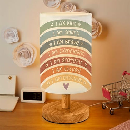 Boho Rainbow Table Lamp for Bedroom with USB Port Kids Positive Affirmation Inspirational Home Decor for Living Room Dorm Classroom Desk