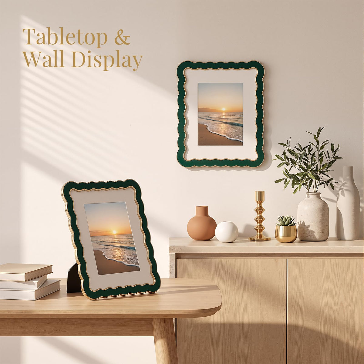 8x10 Scalloped Wavy Metal Picture Frame (Hidden Jade / 8x10)
