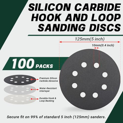 5 Inch 8 Hole Hook and Loop Wet Dry Sanding Discs