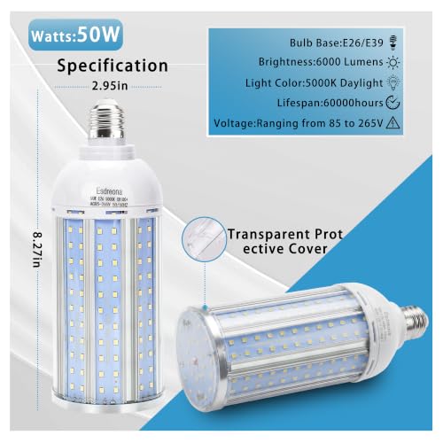 LED Corn Cob Daylight 5000K LED Corn Light for Garage Workshop Warehouse