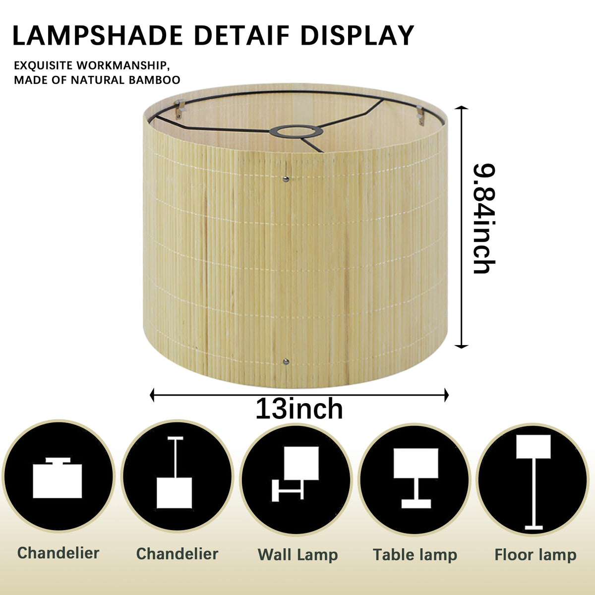 Bamboo Lamp Shade With Tropical Plants Chandelier Covers (color7 / 13*10)