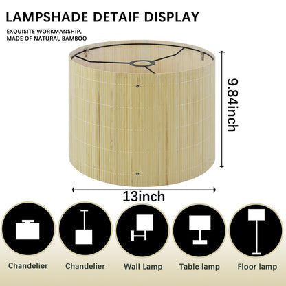 Bamboo Lamp Shade With Tropical Plants Chandelier Covers (color7 / 13*10)