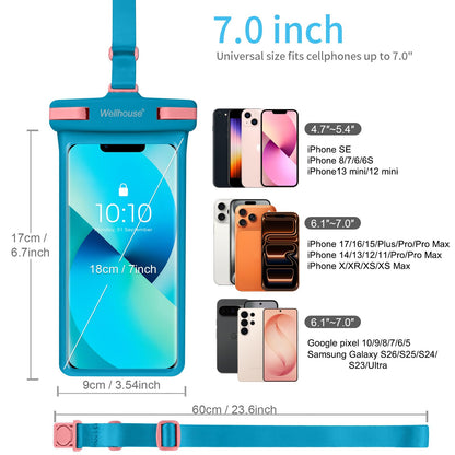 Waterproof Phone Pouch (2 Pack - Earl Blue & Green7.0")
