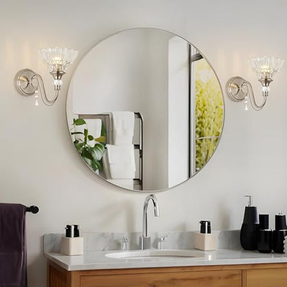 Bathroom Vanity Light Fixture with Floral Glass Shade