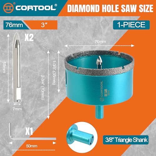 3 Inch Diamond Hole Saw with Pilot Drill Bit (3 Inch (76mm))