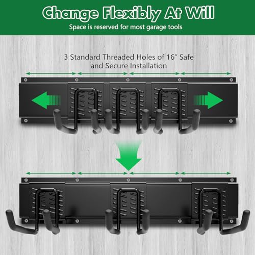Garage Tool Organizer Wall Mount Garden Tool Organizer with Adjustable Hooks