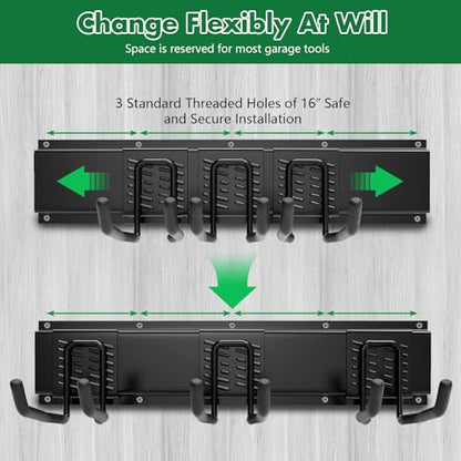 Garage Tool Organizer Wall Mount Garden Tool Organizer with Adjustable Hooks