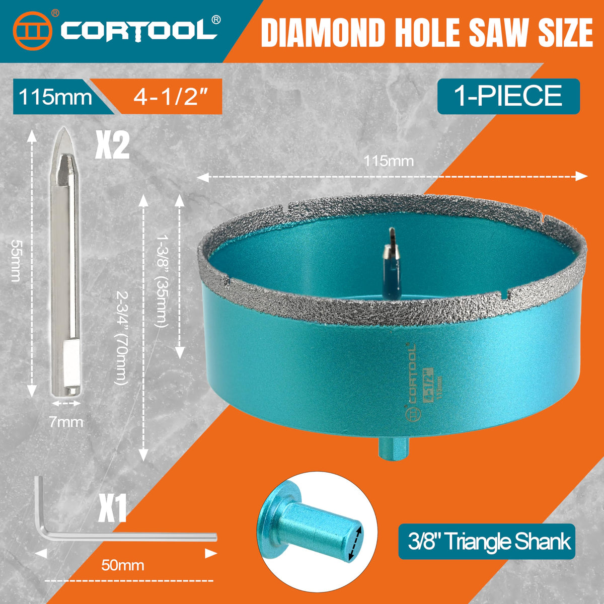4-1/2 Inch Diamond Hole Saw with Pilot Drill Bit, Diamond Tipped Tile Hole Saws, Dry/Wet Use for Porcelain Tile, Ceramic Pottery, Granite, Stone, Marble, Glass Bottles (4-1/2 Inch (114mm))