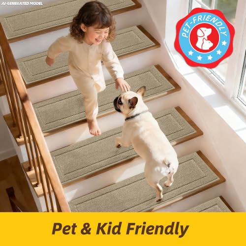 Stair Treads for Wooden Steps Indoor (30" X 8" / Beige)