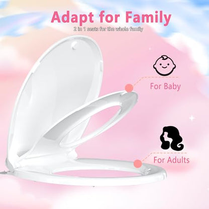 Toddler Toilet Seat with Potty Training Seat Round 16.5inch (White / Round 16.5inch with Baby Seat)