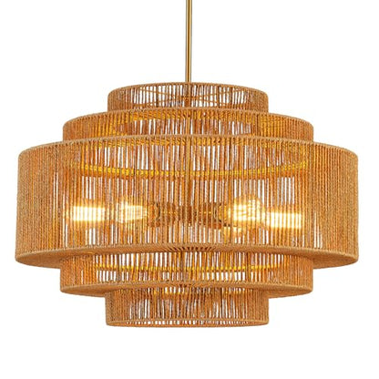 Hand Woven Rattan Chandelier