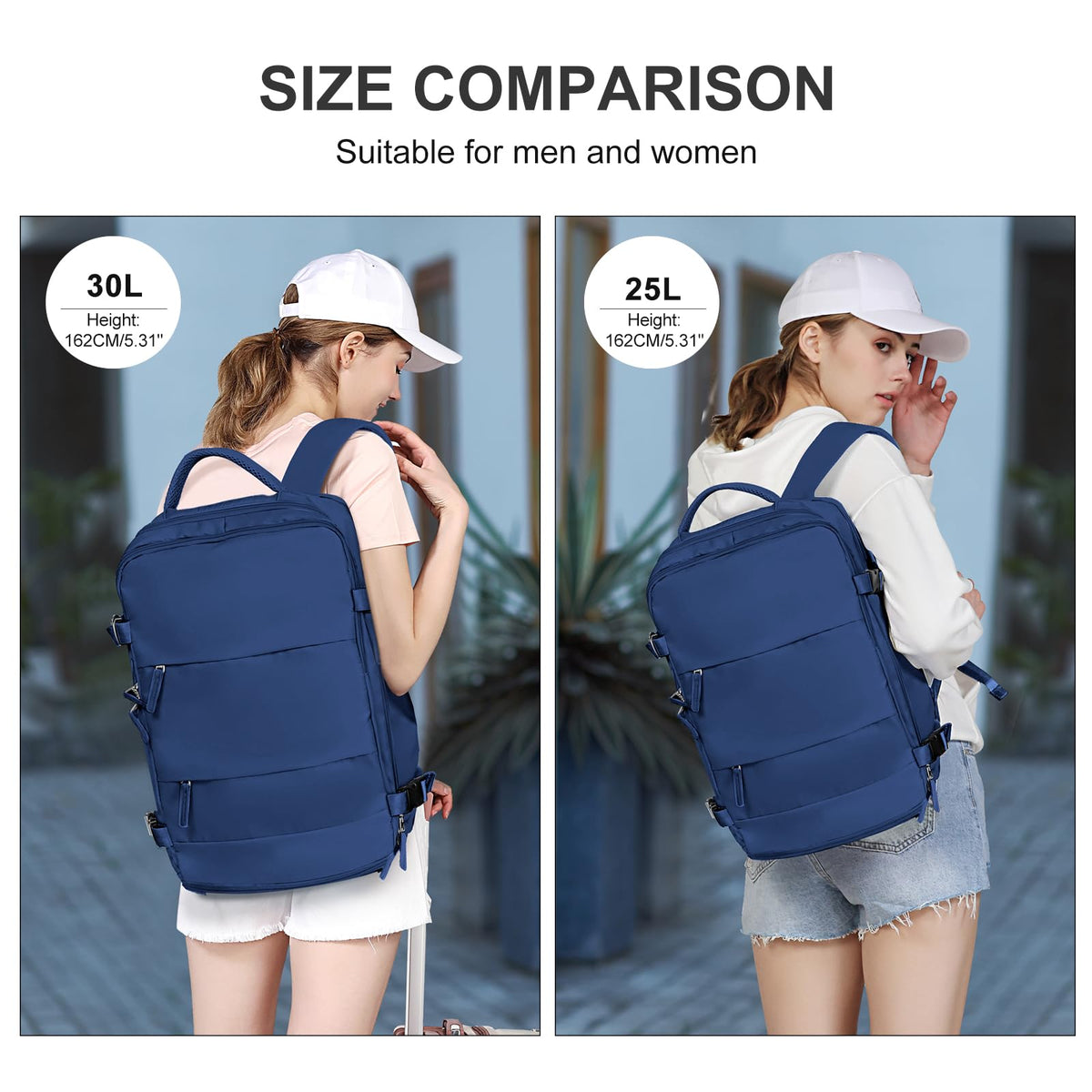 Large Travel Backpack For Women Men (Royal Blue / 30 liters)