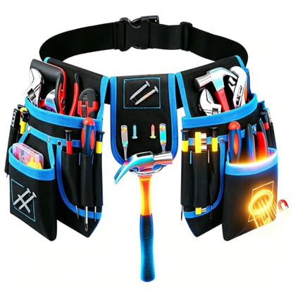 Tool Belt 26 Pockets Tool Pouch with 1 Hammer Loop & 3 Magnetic Zones