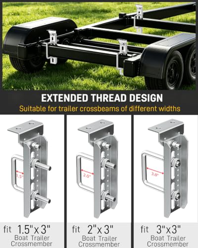 8"/10"/12" Boat Trailer Bunk Brackets 4 Pack, Heavy Duty Swivel Top