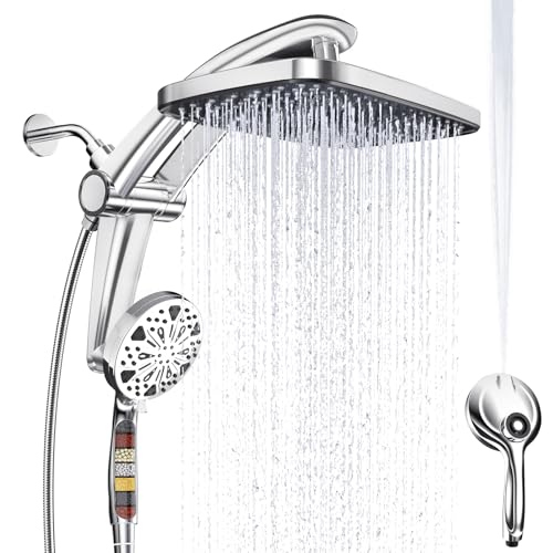 12 Inch High Pressure Rain Shower Head with Handheld Spray Combo (Chrome)