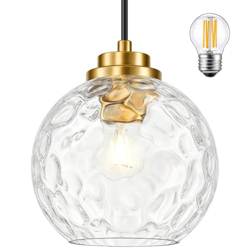 6" Black Globe Pendant Light Ribbed Glass Pendant Lights Kitchen Island Height Adjustable Mid