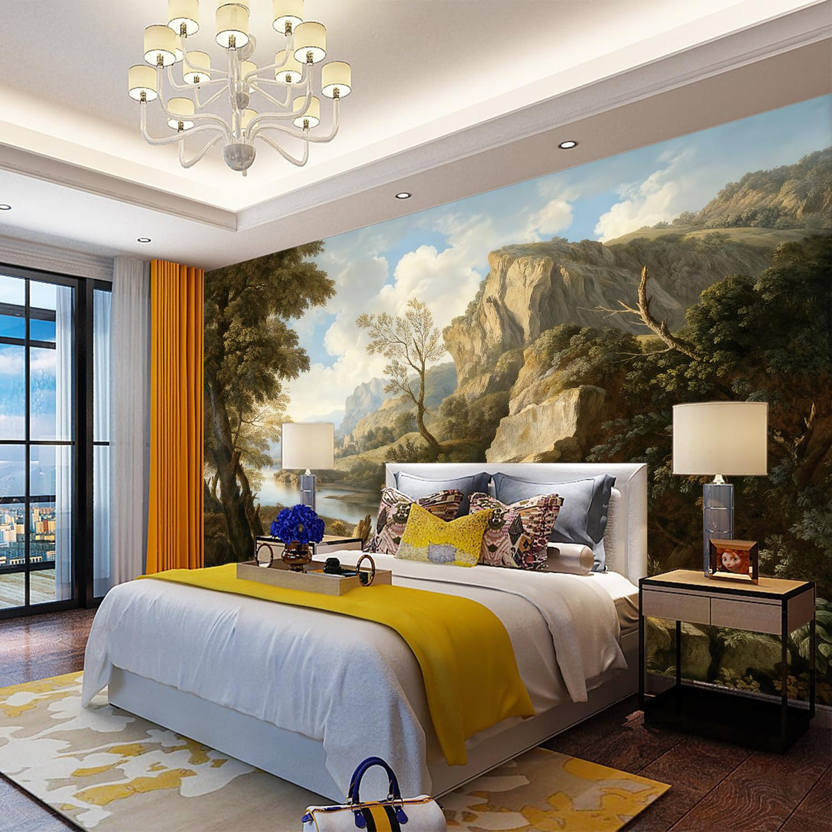 Lush Ancient Trees and shrubs Landscape Oil Painting Style self (SDY-24 / 137" x 98")