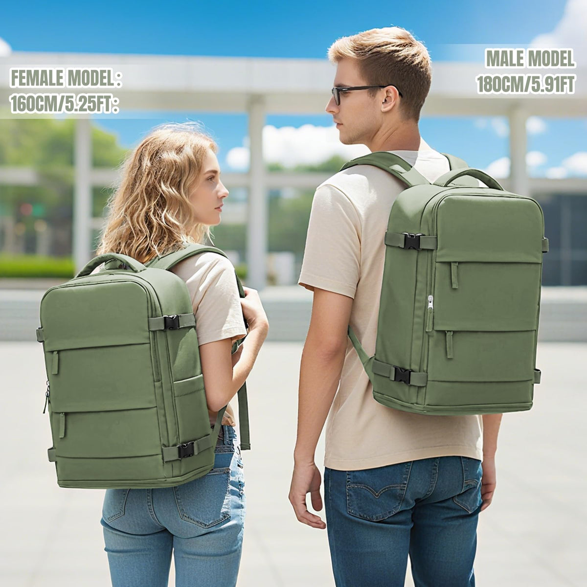 Travel Backpack For Women Men (Gray Green / 25 liters)