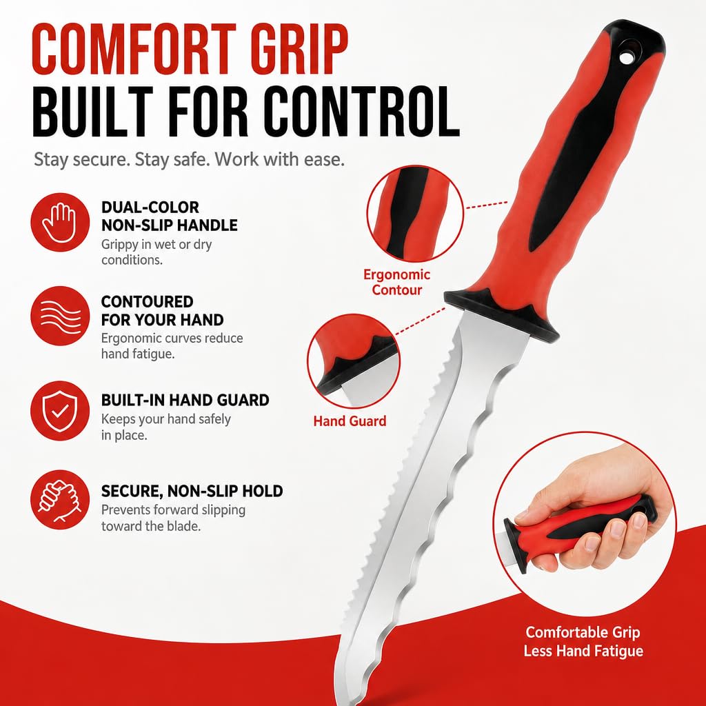 Double Side Serrated Insulation Knife (Red / 8 IN)