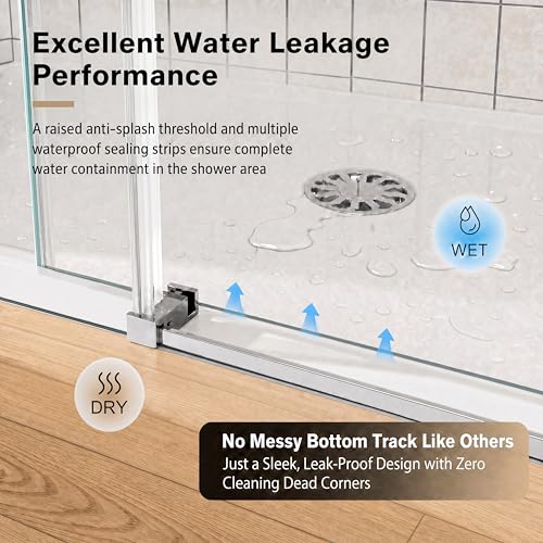 67 72" W x 76" H Frameless Bypass Sliding Shower Door for Walk in Shower