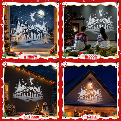 Nativity Scene Projector Light with HD Festive Patterns for Yard (White Angel Nativity)