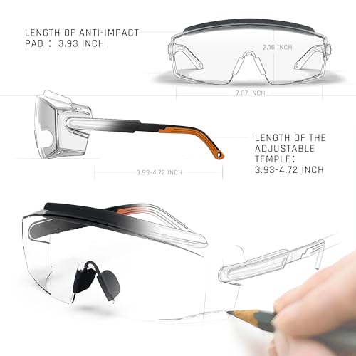 Anti fog Safety Glasses Over Glasses (Black&orange)