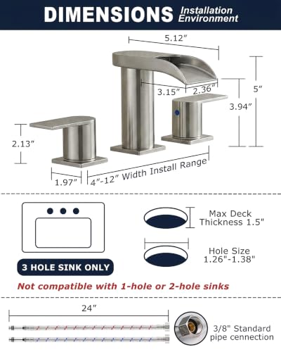 Square Waterfall Faucet 3 Hole