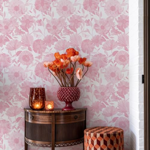 Wallpaper Peel and Stick Boho Floral Contact Paper Removable Self Adhesive Waterproof Wall Paper for Cabinets Bedroom Decorative
