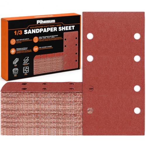Sandpaper Sheets 8 Hole Hook and Loop