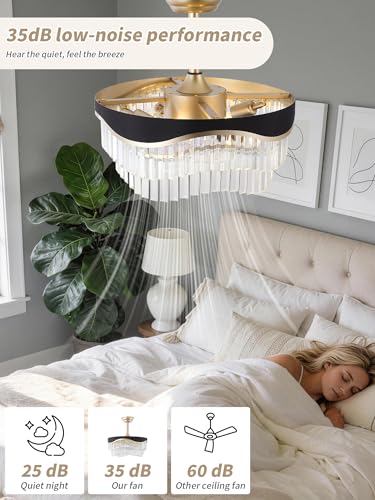 20" Gold Crystal Fandelier Ceiling Fan with Light