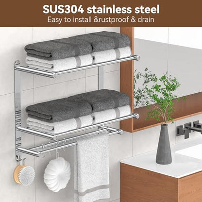 Bathroom Towel Rack with Shelf and Towel Bar (Bathroom Towel Rack With Shelf)