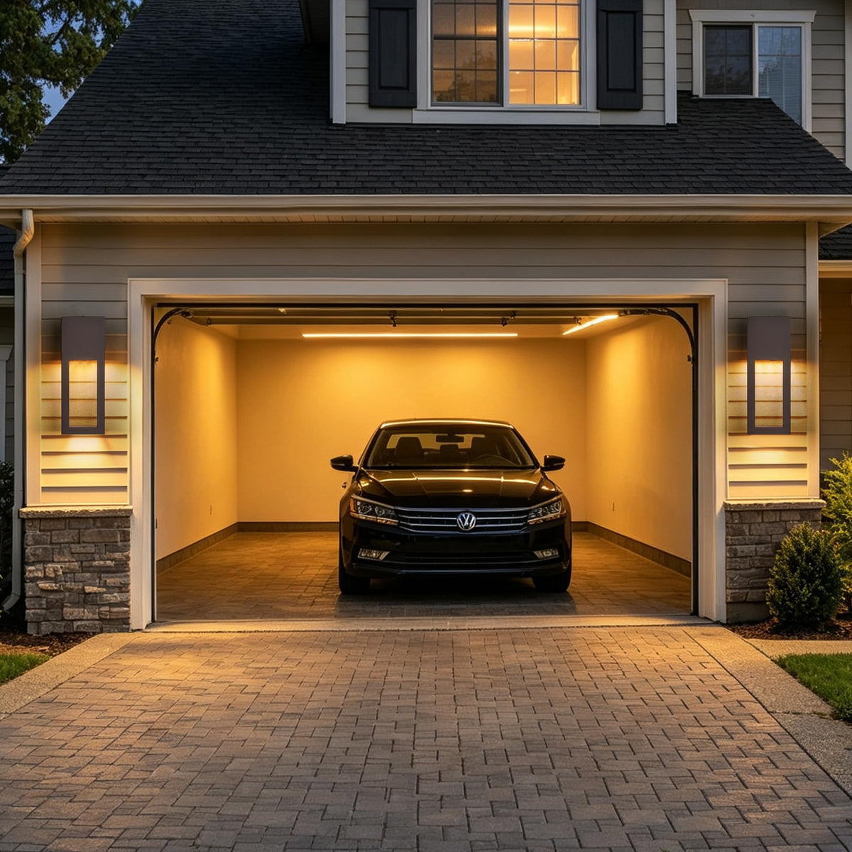 Dusk to Dawn Outdoor Wall Lights 15 Inch 2 (2Pack Textured Bronze(with Photocell))