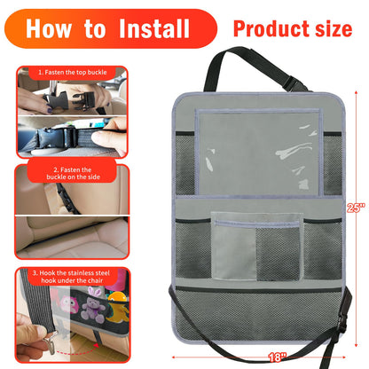 Backseat Car Organizer (Grey / 2 Pack without Food Tray)