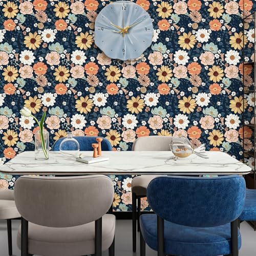 Vintage Floral Wallpaper Peel and Stick Boho Floral Contact Paper Flower Leaf Removable Self Adhesive