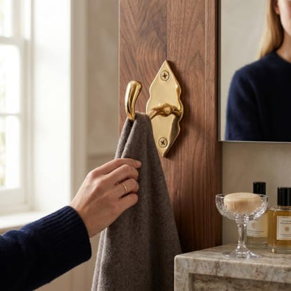 Unlacquered Handmade Brass Hooks
