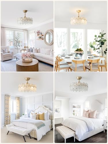Gold Crystal Fandelier Ceiling Fan with Light