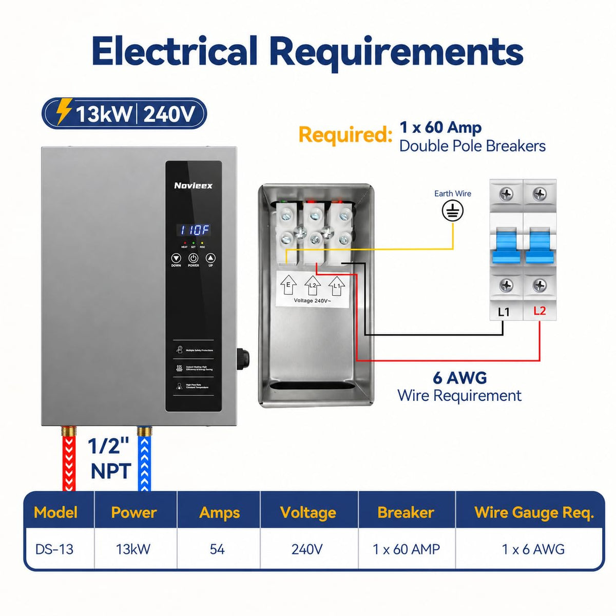 13kW Tankless Water Heater Electric