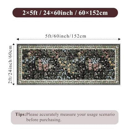 Washable Kitchen Runner Rug 2x5 (Black / 2x5)