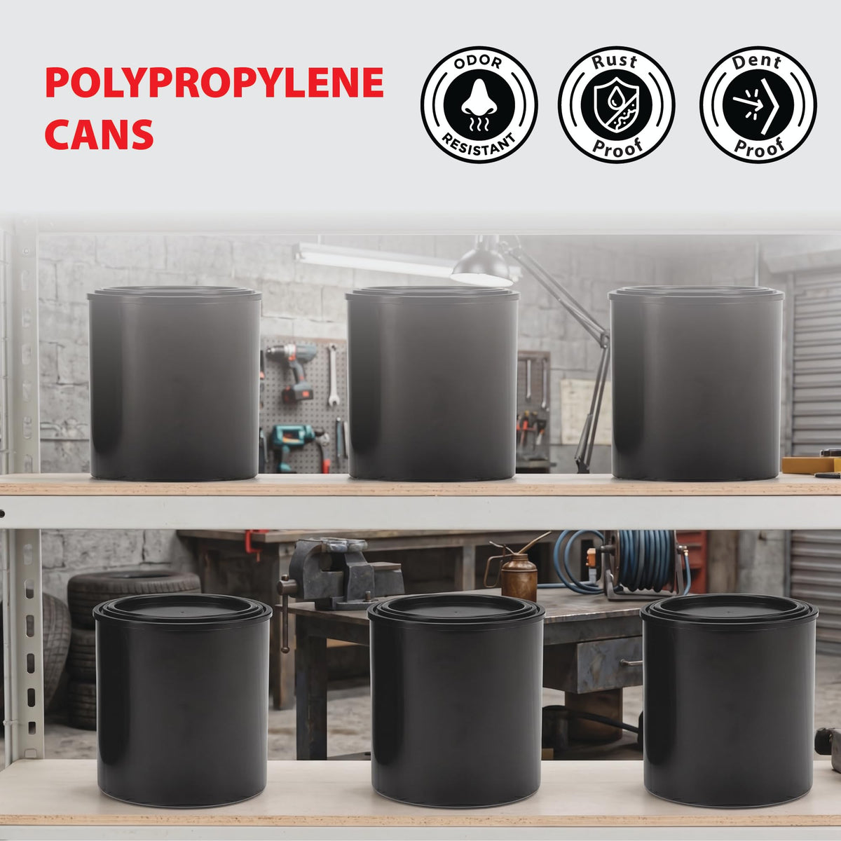 Plastic Paint Can Bucket 1QT Pack of 4 w (1QT-4units)